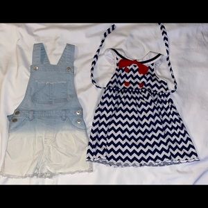 Girls Dress and Overall Shorts Bundle